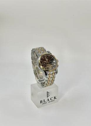 BLACK ROYAL FLYWHEEL DATE AUTOMATIC - SILVER GOLD BLACK DIAL