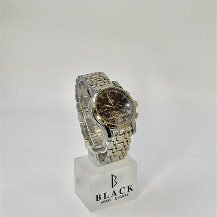 BLACK ROYAL FLYWHEEL DATE AUTOMATIC - SILVER GOLD BLACK DIAL