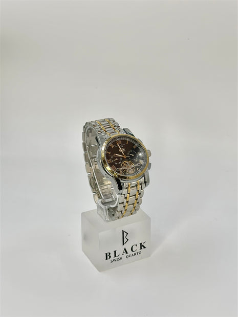 BLACK ROYAL FLYWHEEL DATE AUTOMATIC - SILVER GOLD BLACK DIAL
