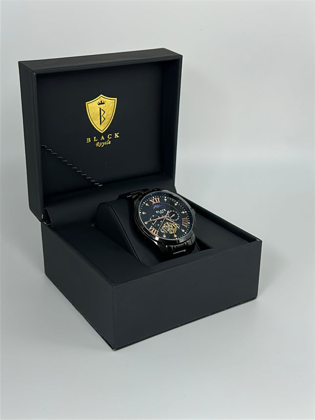 BLACK ROYALE TOURBILLON FLYWHEEL AUTOMATIC - ICONIC BLACK ROSE GOLD ROMAN DIAL