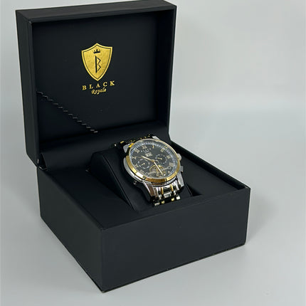BLACK ROYAL FLYWHEEL DATE AUTOMATIC - SILVER GOLD BLACK DIAL