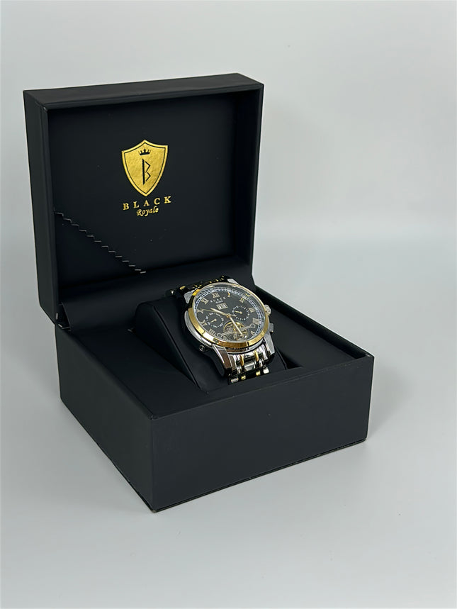 BLACK ROYAL FLYWHEEL DATE AUTOMATIC - SILVER GOLD BLACK DIAL