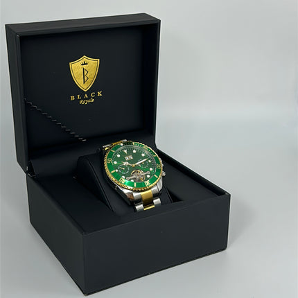 BLACK ROYAL TOURBILLION FLYWHEEL DATE AUTOMATIC - GREEN GOLD