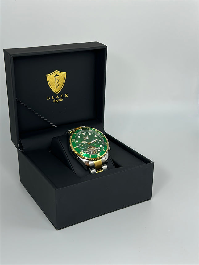 BLACK ROYAL TOURBILLION FLYWHEEL DATE AUTOMATIC - GREEN GOLD