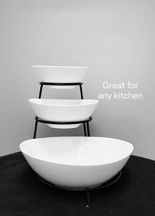 TOBEN 3 PIECE SERVING BOWL WITH METAL STAND