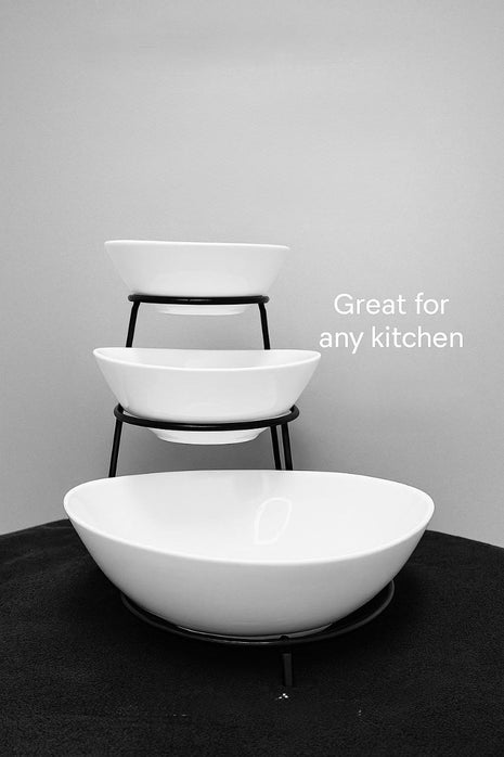 TOBEN 3 PIECE SERVING BOWL WITH METAL STAND