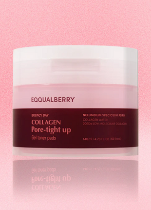 EQQUALBERRY Collagen Pore-Tight Up Gel Toner Pads (Gel Tonner 60 Pads)