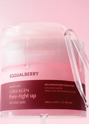 EQQUALBERRY Collagen Pore-Tight Up Gel Toner Pads (Gel Tonner 60 Pads)