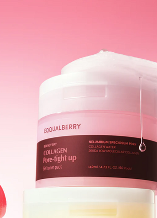 EQQUALBERRY Collagen Pore-Tight Up Gel Toner Pads (Gel Tonner 60 Pads)