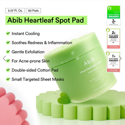 ABIB HEARTLEAF SPOT PAD CALMING TOUCH 150ml / 5.07 fl.oz (80 PADS)