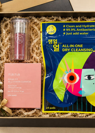 Mask Fit All-Cover Cushion Mini Sand - TIRTIR Waterism Glow Tint Peach - SANG-UL AII-IN-ONE FACE DRY CLEANSING PAD
