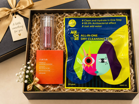 TIRTIR Mask Fit AI Filter Cushion Mini 23N in Sand - TIRTIR Waterism Glow Tint Peach - SANG-UL AII-IN-ONE FACE DRY CLEANSING PAD