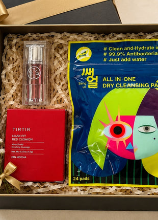 TIRTIR Mask Fit Red Cushion Mini - TIRTIR Waterism Glow Tint Peach - SANG-UL AII-IN-ONE FACE DRY CLEANSING PAD