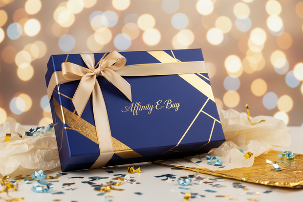 creative picture of Gift Box packed with Brand Name "Affinity E-Buy" 