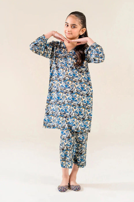 Kid 2-Piece Stitched Printed Lawn Shirt & Trouser | RTW-KKST-26014 Printed KHAS STORES 