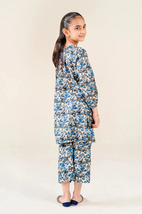 Kid 2-Piece Stitched Printed Lawn Shirt & Trouser | RTW-KKST-26014 Printed KHAS STORES 